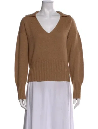 Pre-owned Reformation Cashmere V-neck Sweater In Brown