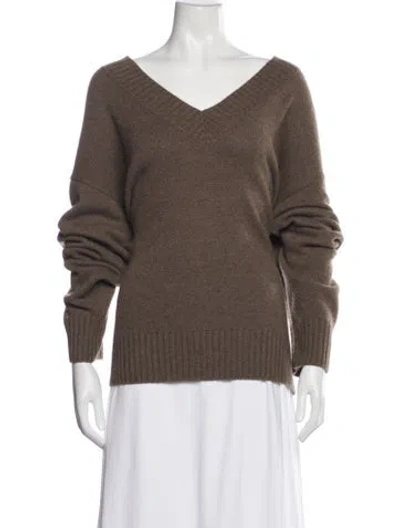 Pre-owned Reformation Cashmere V-neck Sweater In Brown