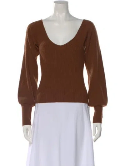 Pre-owned Reformation Cashmere V-neck Sweater In Brown
