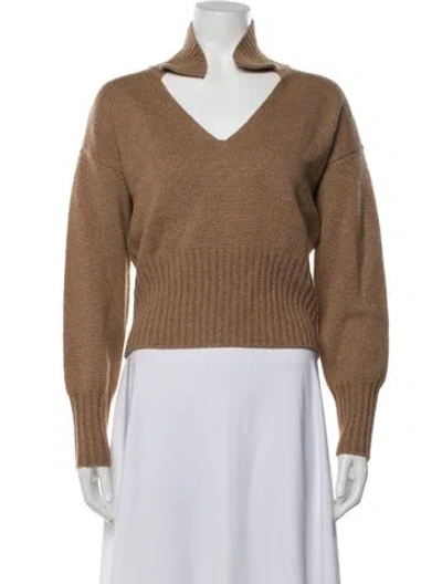 Pre-owned Reformation Cashmere V-neck Sweater In Brown