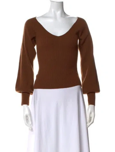 Pre-owned Reformation Cashmere V-neck Sweater In Brown