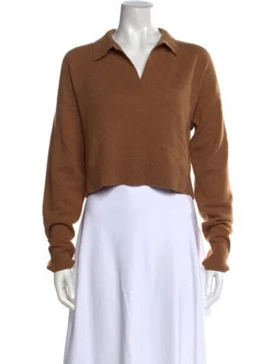 Pre-owned Reformation Cashmere V-neck Sweater In Brown