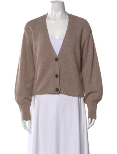 Pre-owned Reformation Cashmere V-neck Sweater In Brown