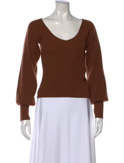 Pre-owned Reformation Cashmere V-neck Sweater In Brown