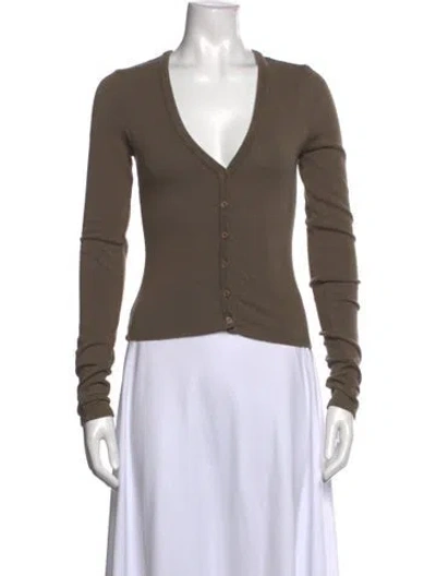 Pre-owned Reformation Cashmere V-neck Sweater In Brown