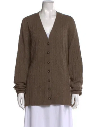 Pre-owned Reformation Cashmere V-neck Sweater In Brown