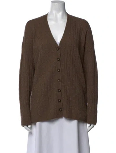 Pre-owned Reformation Cashmere V-neck Sweater In Brown
