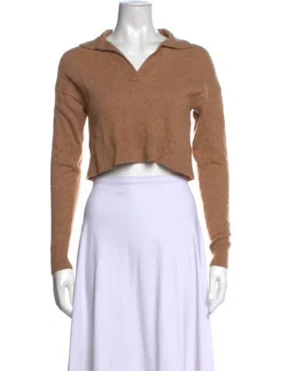 Pre-owned Reformation Cashmere V-neck Sweater In Brown