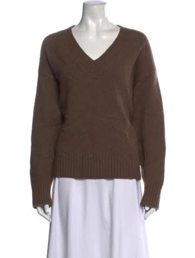 Pre-owned Reformation Cashmere V-neck Sweater In Brown