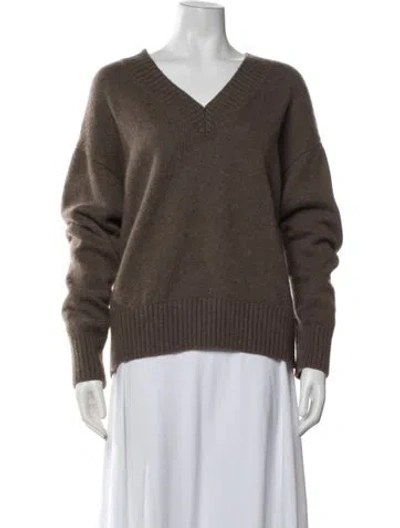 Pre-owned Reformation Cashmere V-neck Sweater In Brown