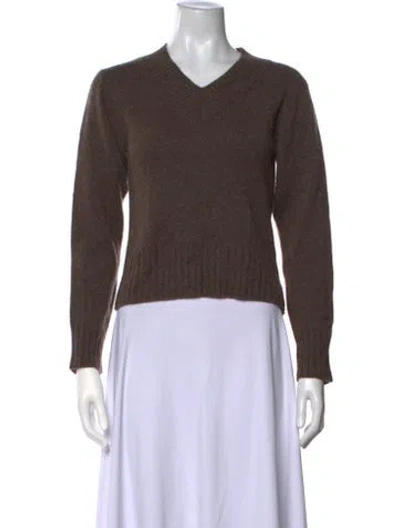 Pre-owned Reformation Cashmere V-neck Sweater In Brown