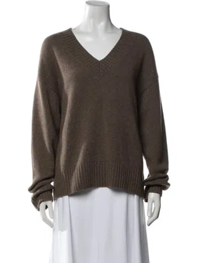 Pre-owned Reformation Cashmere V-neck Sweater In Brown