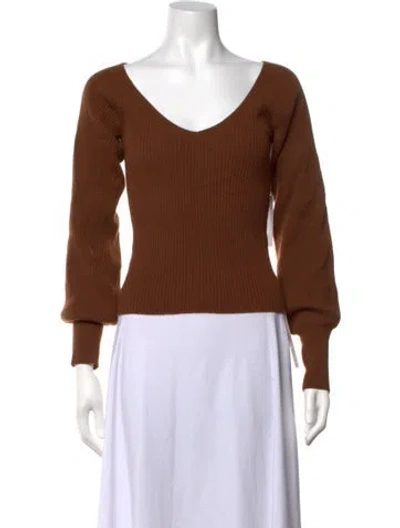 Pre-owned Reformation Cashmere V-neck Sweater In Brown