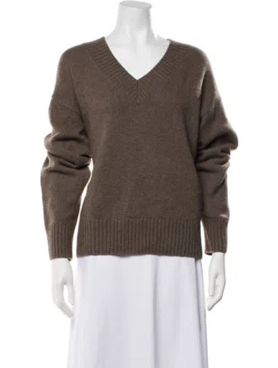 Pre-owned Reformation Cashmere V-neck Sweater In Brown