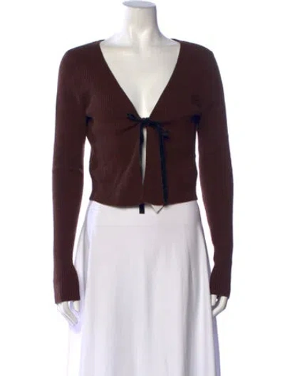 Pre-owned Reformation Cashmere V-neck Sweater In Brown