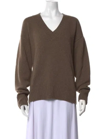 Pre-owned Reformation Cashmere V-neck Sweater In Brown