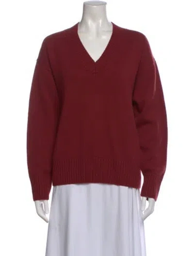 Pre-owned Reformation Cashmere V-neck Sweater In Burgundy