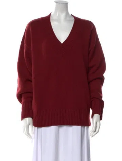 Pre-owned Reformation Cashmere V-neck Sweater In Burgundy