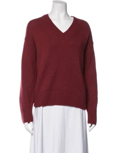 Pre-owned Reformation Cashmere V-neck Sweater In Burgundy