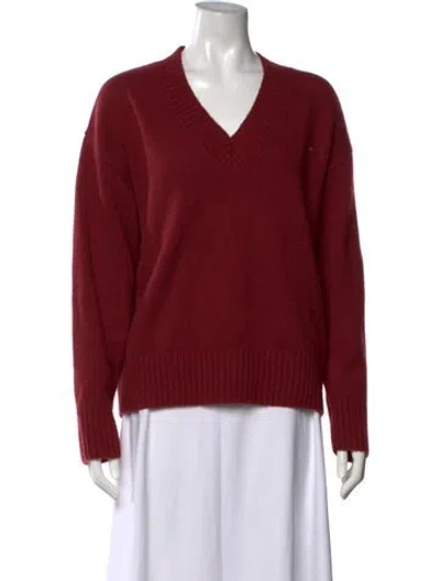 Pre-owned Reformation Cashmere V-neck Sweater In Burgundy