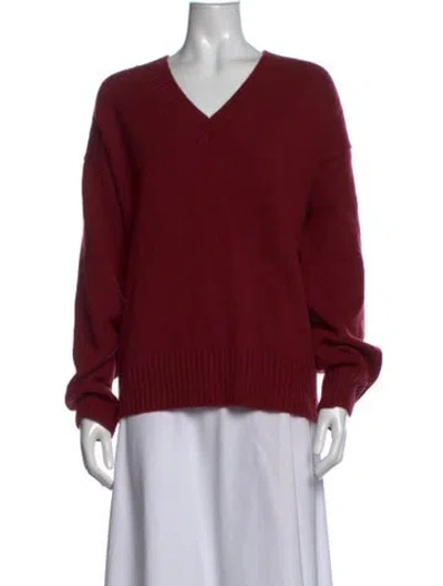 Pre-owned Reformation Cashmere V-neck Sweater In Burgundy