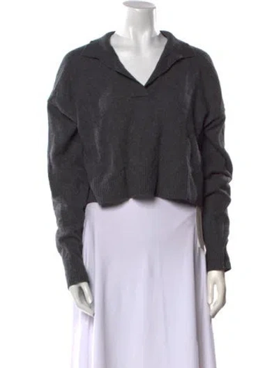 Pre-owned Reformation Cashmere V-neck Sweater In Gray