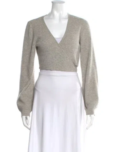 Pre-owned Reformation Cashmere V-neck Sweater In Gray