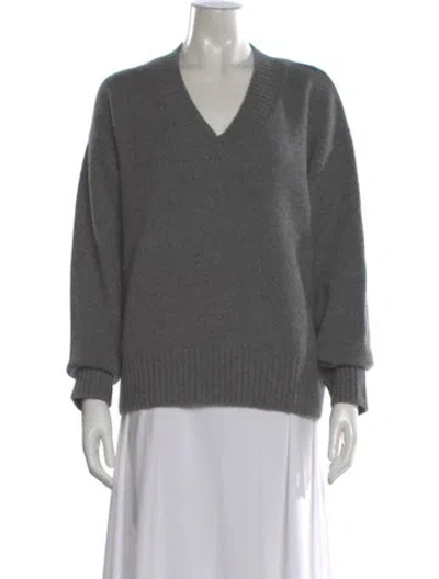 Pre-owned Reformation Cashmere V-neck Sweater In Gray