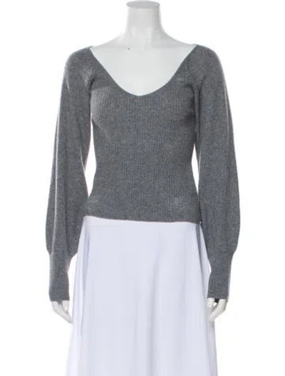 Pre-owned Reformation Cashmere V-neck Sweater In Gray