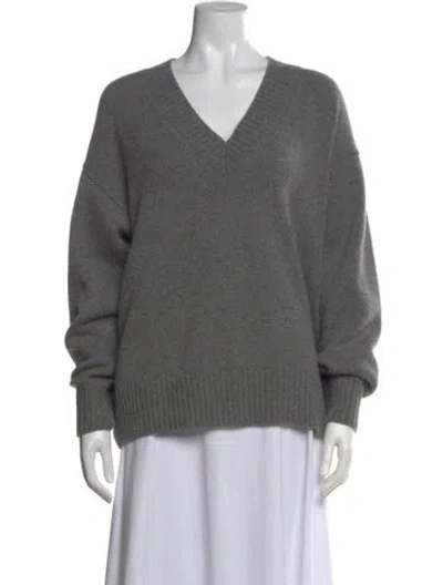 Pre-owned Reformation Cashmere V-neck Sweater In Gray