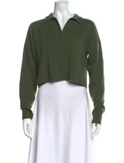 Pre-owned Reformation Cashmere V-neck Sweater In Green