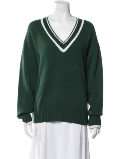 Pre-owned Reformation Cashmere V-neck Sweater In Green
