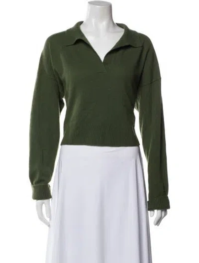 Pre-owned Reformation Cashmere V-neck Sweater In Green