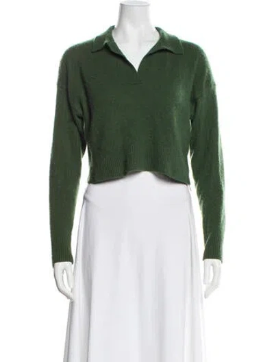 Pre-owned Reformation Cashmere V-neck Sweater In Green