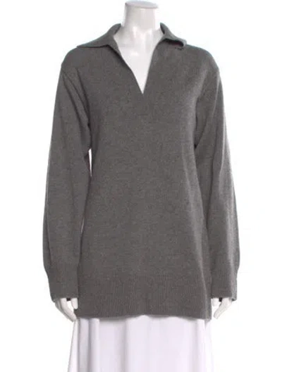 Pre-owned Reformation Cashmere V-neck Sweater In Grey