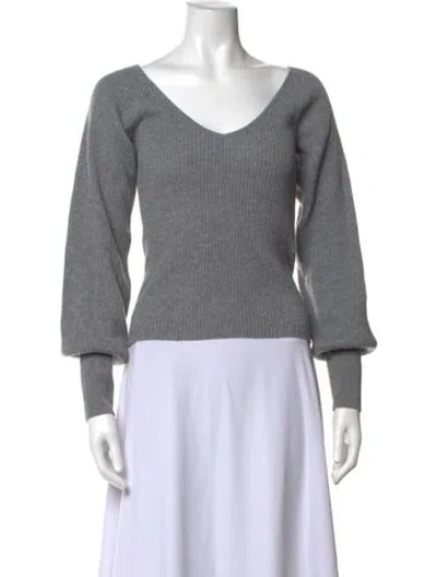 Pre-owned Reformation Cashmere V-neck Sweater In Grey