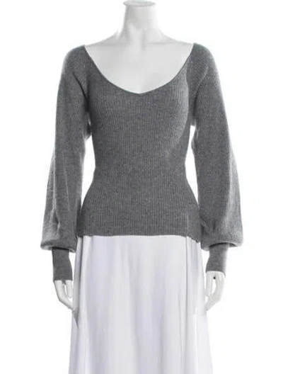Pre-owned Reformation Cashmere V-neck Sweater In Grey