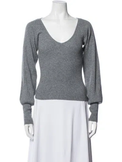 Pre-owned Reformation Cashmere V-neck Sweater In Grey