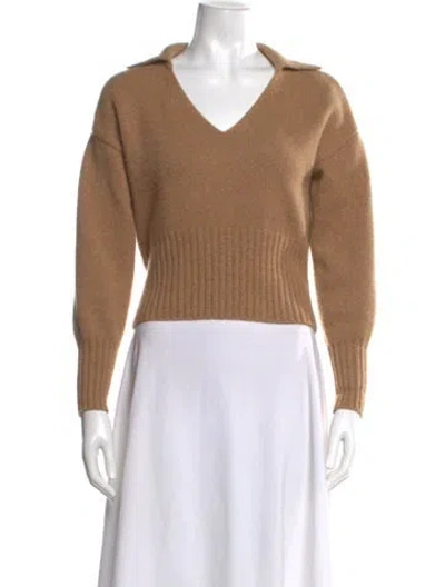 Pre-owned Reformation Cashmere V-neck Sweater In Neutral