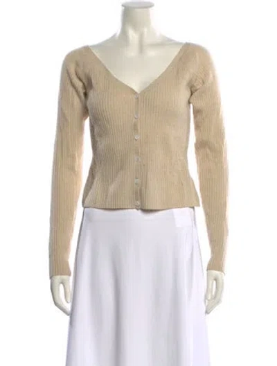 Pre-owned Reformation Cashmere V-neck Sweater In Neutral