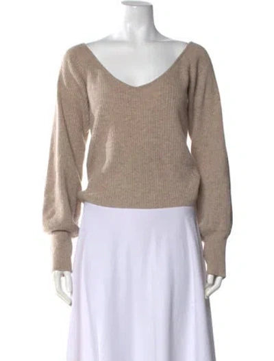 Pre-owned Reformation Cashmere V-neck Sweater In Neutral