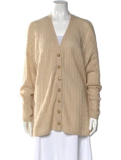 Pre-owned Reformation Cashmere V-neck Sweater In Neutral