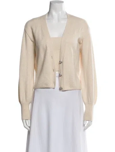 Pre-owned Reformation Cashmere V-neck Sweater In Neutral