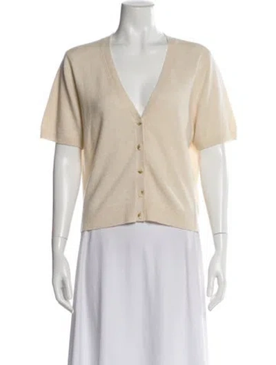 Pre-owned Reformation Cashmere V-neck Sweater In Neutral