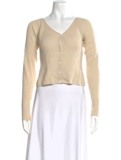 Pre-owned Reformation Cashmere V-neck Sweater In Neutral