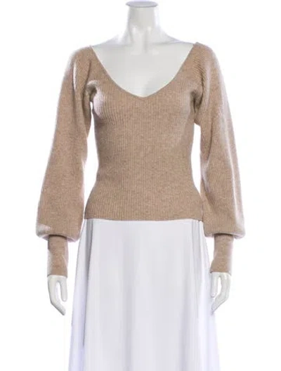 Pre-owned Reformation Cashmere V-neck Sweater In Neutral