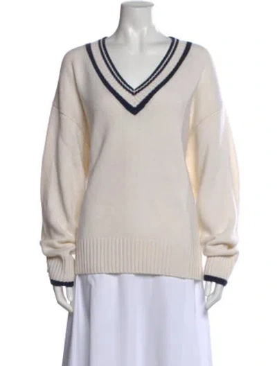 Pre-owned Reformation Cashmere V-neck Sweater In Neutral