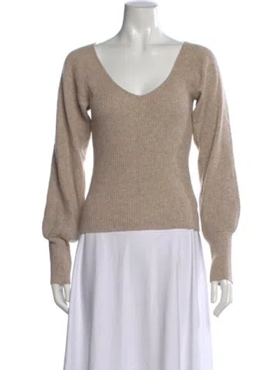 Pre-owned Reformation Cashmere V-neck Sweater In Neutral