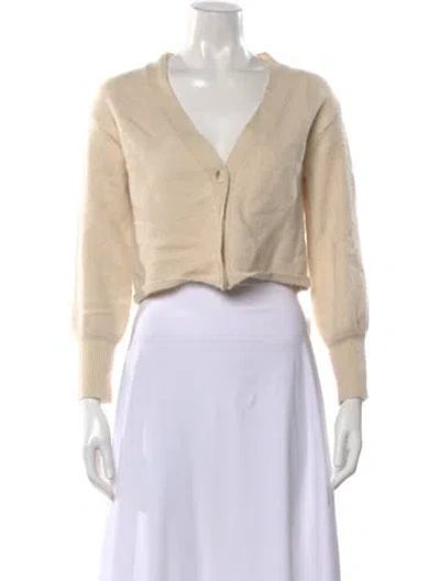 Pre-owned Reformation Cashmere V-neck Sweater In Neutral
