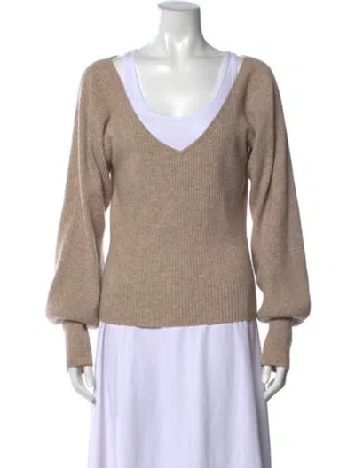 Pre-owned Reformation Cashmere V-neck Sweater In Neutral